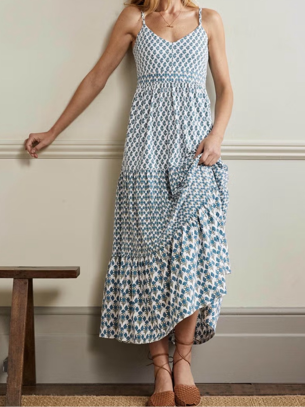 Boden jersey maxi dress in block print